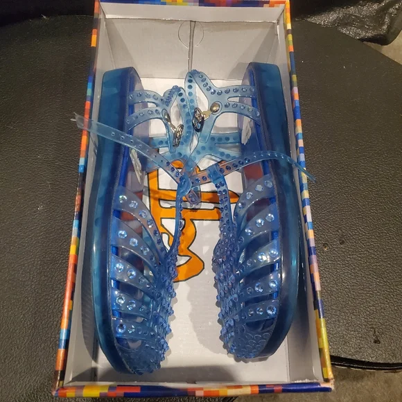 JEFFREY CAMPBELL Rhinestone Jelly Sandals 8 - Picture 2 of 10